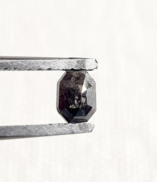 4.8mm/0.45CTW Clear Black/Grey Emerald Cut Salt And Pepper Rose Cut Loose Diamond, Faceted Flat Back Rose Cut Loose Diamond Ring, DDS711/41