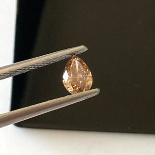 0.33CTW/5.5mm Fancy Brownish Orangy Pink I2 Clarity Pear Shaped Faceted Diamond Loose, Natural Brown Loose Diamond For Ring, DDS704/18