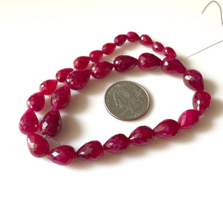 Red Corundum/Ruby Straight Drilled Teardrop Briolette Beads, Ruby Faceted Teardrop Beads, 8mm To 15mm, Ruby Beads 12", GDS1157