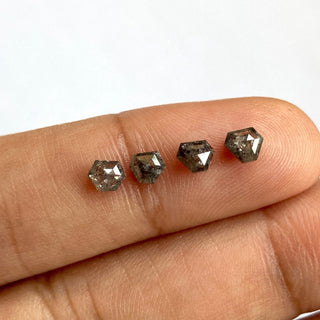 Set Of 4 Pieces 0.96CTW/3.5mm To 4mm Fancy Shield Shape Black Salt And Pepper Loose Diamond, Natural Rose Cut Diamond For ring, DDS711/54