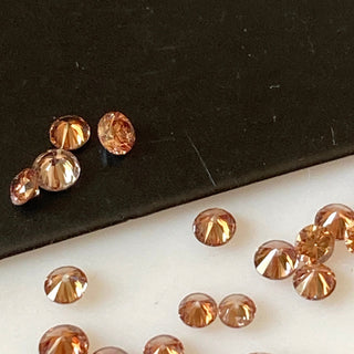 8 Pieces 1.7mm To 2.2mm Natural Pink Orange Round Brilliant Cut Diamond Loose, Faceted Melee Pink Diamond For Jewelry, DDS707/9