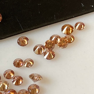 8 Pieces 1.7mm To 2.2mm Natural Pink Orange Round Brilliant Cut Diamond Loose, Faceted Melee Pink Diamond For Jewelry, DDS707/9