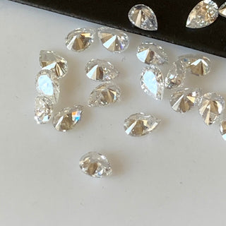 2 Pieces Tiny 3x2mm Clear White GH Color SI1 Quality Full Cut Pear Diamond, Clear White Natural Melee Pear Double Cut Accent Diamond, DDS717