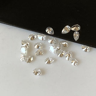 2 Pieces Tiny 3x2mm Clear White GH Color SI1 Quality Full Cut Pear Diamond, Clear White Natural Melee Pear Double Cut Accent Diamond, DDS717