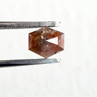 1.78CTW/7.7mm Natural Clear Brown/Red Fancy Shield Hexagon Shaped Rose Cut Loose Diamond, Faceted Double cut Loose Diamond, DDS713/5
