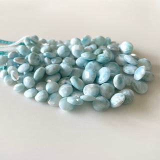 Natural Larimar Faceted Heart Shaped Briolette Beads, 7mm To 11mm/8mm to 13mm Larimar Loose Gemstone Beads, Sold As 8 Inch/4 Inch, GDS2129