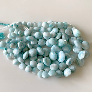 Natural Larimar Faceted Heart Shaped Briolette Beads, 7mm To 11mm/8mm to 13mm Larimar Loose Gemstone Beads, Sold As 8 Inch/4 Inch, GDS2129