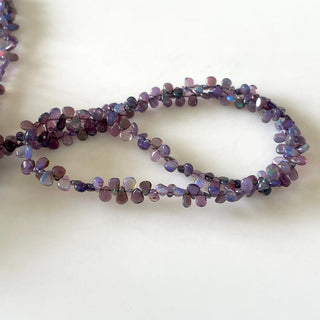 Ethiopian Opal  Purple Color Treated Smooth Pear Shaped Briolette Beads, 4mm To 5mm Welo Opal Gemstone Beads, 15 Inch Strand, GDS2137