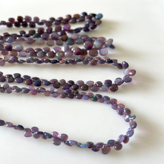 Ethiopian Opal  Purple Color Treated Smooth Pear Shaped Briolette Beads, 4mm To 5mm Welo Opal Gemstone Beads, 15 Inch Strand, GDS2137