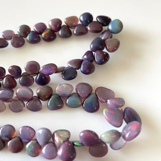 Ethiopian Opal  Purple Color Treated Smooth Pear Shaped Briolette Beads, 4mm To 5mm Welo Opal Gemstone Beads, 15 Inch Strand, GDS2137