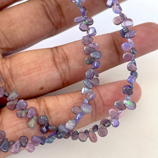 Ethiopian Opal  Purple Color Treated Smooth Pear Shaped Briolette Beads, 4mm To 5mm Welo Opal Gemstone Beads, 15 Inch Strand, GDS2137