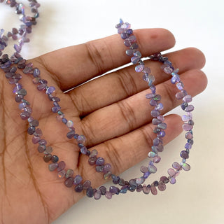 Ethiopian Opal  Purple Color Treated Smooth Pear Shaped Briolette Beads, 4mm To 5mm Welo Opal Gemstone Beads, 15 Inch Strand, GDS2137