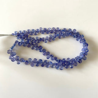 Natural Tanzanite Blue Smooth Pear Shaped Briolette Beads, 5mm To 7mm Tanzanite Gemstone Beads, Sold As 8 Inch/16 Inch Strand, GDS2143