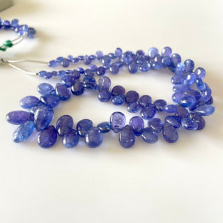 Natural Tanzanite Blue Smooth Pear Shaped Briolette Beads, 7mm To 12mm Tanzanite Gemstone Beads, Sold As 8 Inch/16 Inch Strand, GDS2144