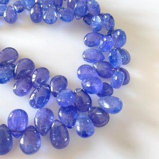 Natural Tanzanite Blue Smooth Pear Shaped Briolette Beads, 7mm To 12mm Tanzanite Gemstone Beads, Sold As 8 Inch/16 Inch Strand, GDS2144
