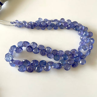 Natural Tanzanite Blue Faceted Heart Shaped Briolette Beads, 4mm To 9mm Tanzanite Gemstone Beads, Sold As 8 Inch/16 Inch Strand, GDS2145