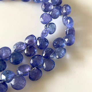 Natural Tanzanite Blue Faceted Heart Shaped Briolette Beads, 4mm To 9mm Tanzanite Gemstone Beads, Sold As 8 Inch/16 Inch Strand, GDS2145