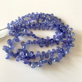 Natural Tanzanite Blue Faceted Pear Shaped Briolette Beads, 6mm To 10mm Tanzanite Gemstone Beads, Sold As 8 Inch/16 Inch Strand, GDS2147