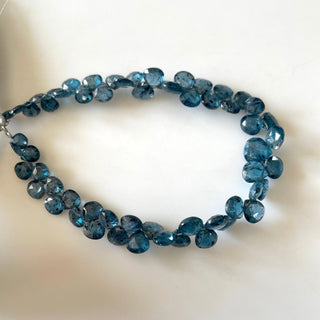 Natural Blue Moss Kyanite Heart Shaped Faceted Briolette Beads, 5mm To 8mm Kyanite Gemstone Beads, Sold As 4 Inch/8 Inch Strand, GDS2149