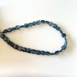 Natural Blue Moss Kyanite Square Shaped Faceted Briolette Beads, 6mm Moss Kyanite Gemstone Beads, Sold As 8 Inch Strand, GDS2150