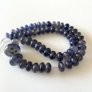 Iolite Rondelle Beads, Iolite Smooth Rondelle Beads, 7mm to 12mm Beads, Sold As 13 Inch Strand, GDS2155