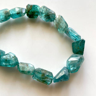 Natural Blue/Green Apatite Step Cut Tumble Briolette Beads, 12mm to 15mm Natural Apatite Gemstone Beads, Sold As 8 Inch Strand, GDS2124