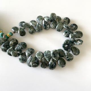 11mm To 14mm Seraphinite Faceted Pear Briolette Beads, Green Seraphinite Beads, Natural Seraphinite beads, 8 Inch/4 Inch, GDS1700