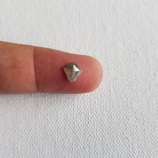 8mm/0.96CTW Clear Grey Fancy Shield Shaped Salt And Pepper Rose Cut Diamond Loose, Faceted Loose Diamond Rose Cut For Ring, DDS711/1