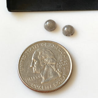 2 Piece Matched Pair 1.75CTW/5.7mm Natural Grey Round shaped Smooth Loose Diamond Cabochons For Earrings, DDS729/3