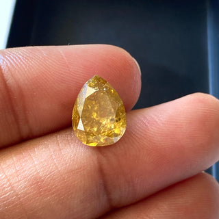 OOAK 3.33CTW/10.7mm Clear Yellow Pear Shaped Full Cut Diamond Loose, Faceted Yellow Pear Natural Diamond Loose For Ring, DDS729/7