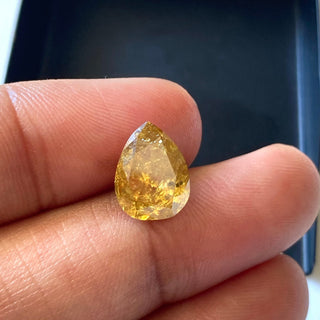 OOAK 3.33CTW/10.7mm Clear Yellow Pear Shaped Full Cut Diamond Loose, Faceted Yellow Pear Natural Diamond Loose For Ring, DDS729/7