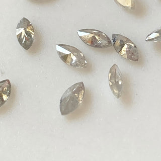 2 Pieces/10 Pieces Tiny 4x2mm White Grey Marquise Shaped Rose Cut Loose Diamond, Natural Grey Marquise Accent Diamond For Jewelry, DDS729/10