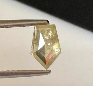 OOAK 0.85CTW/7.4mm Clear Yellow Fancy Shield Shaped Faceted Rose Cut Diamond Loose, Natural Rose cut Loose Diamond For Ring, DDS714/4