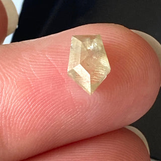 OOAK 0.85CTW/7.4mm Clear Yellow Fancy Shield Shaped Faceted Rose Cut Diamond Loose, Natural Rose cut Loose Diamond For Ring, DDS714/4