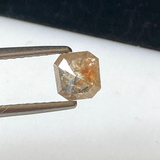 1 Piece 4.7mm/0.48CTW Emerald Cut Clear Peach Grey Rose Cut Diamond Loose, Faceted Peach Grey Rose Cut Loose Diamond For Ring, DDS714/15