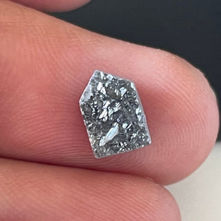 1.03CTW/7.3mm Natural Black Grey Shield Shaped Conflict Free Earth Mined Raw Rough Diamond, Laser Cut Diamond Loose For Jewelry, DDS723/12