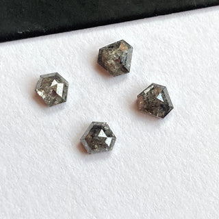 Set Of 4 Pieces 0.96CTW/3.5mm To 4mm Fancy Shield Shape Black Salt And Pepper Loose Diamond, Natural Rose Cut Diamond For ring, DDS711/54