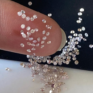 25 Pieces All 1.2mm/0.8mm Natural Pink Round Brilliant Cut Diamond Loose, Faceted Melee Pink Diamond For Jewelry, DDS707/2