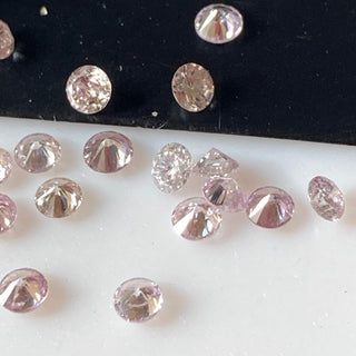 5 Pieces 2.4mm To 2.5mm Natural Pink Round Brilliant Cut Diamond Loose, Faceted Melee Pink Diamond For Jewelry, DDS707/4