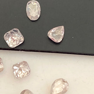 10 Pieces Mix Shaped Clear Very Light Pink White Diamond Loose, Natural Faceted Pink Diamond Double Cut, 2.5mm To 4mm Each, DDS707/6