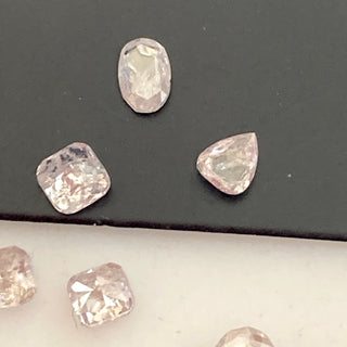 10 Pieces Mix Shaped Clear Very Light Pink White Diamond Loose, Natural Faceted Pink Diamond Double Cut, 2.5mm To 4mm Each, DDS707/6