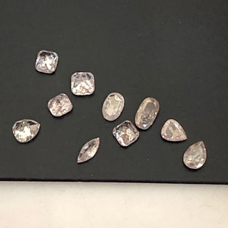 10 Pieces Mix Shaped Clear Very Light Pink White Diamond Loose, Natural Faceted Pink Diamond Double Cut, 2.5mm To 4mm Each, DDS707/6