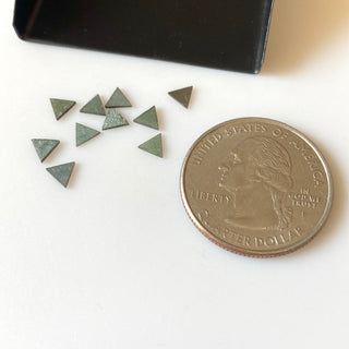 6 Pieces Natural Diamond Slice, 4x4.5mm Laser Cut Triangle Shaped Blue Green Raw Rough Flat Diamond Slices, DDS709/1