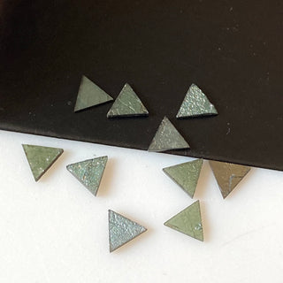 6 Pieces Natural Diamond Slice, 4x4.5mm Laser Cut Triangle Shaped Blue Green Raw Rough Flat Diamond Slices, DDS709/1