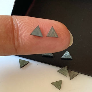 6 Pieces Natural Diamond Slice, 4x4.5mm Laser Cut Triangle Shaped Blue Green Raw Rough Flat Diamond Slices, DDS709/1