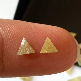 6 Pieces Natural Yellow Diamond Triangle Slice, 4x4.5mm Triangle Shaped Natural Yellow Raw Rough Flat Laser Cut Diamond Slice, DDS709/3