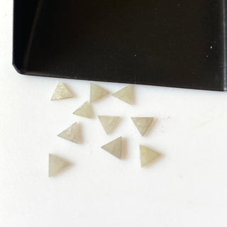 6 Pieces Natural White Diamond Triangle Slice, 4x4.5mm Triangle Shaped Natural White Raw Rough Flat Laser Cut Diamond Slice, DDS709/4