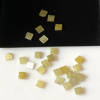 10 Pieces Natural Yellow 3mm Square Shaped Laser Cut Diamond Slice, Yellow Raw Rough Flat Diamond Slice, DDS709/5