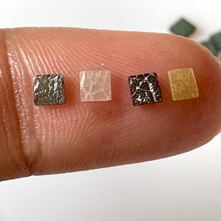 10 Pieces Natural White 3mm Square Shaped Laser Cut Diamond Slice, White Raw Rough Flat Diamond Slice, DDS709/7