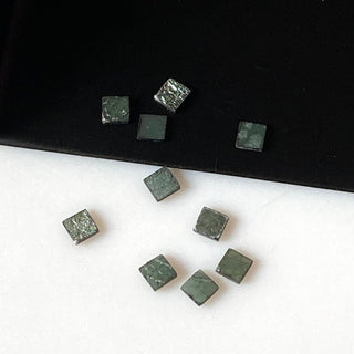 10 Pieces Natural Blue 3mm Square Shaped Laser Cut Diamond Slice, Irradiated Blue Raw Rough Flat Diamond Slice, DDS709/8